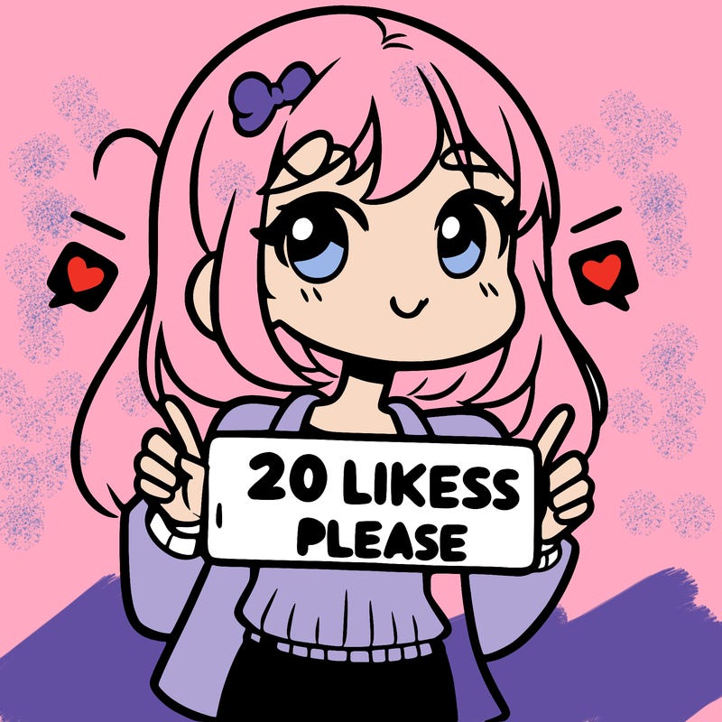 a girl saying 20 likes please