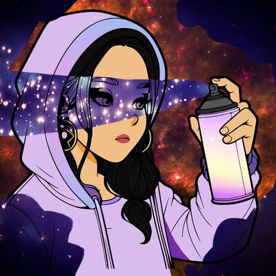 a realistic girl, spray painting