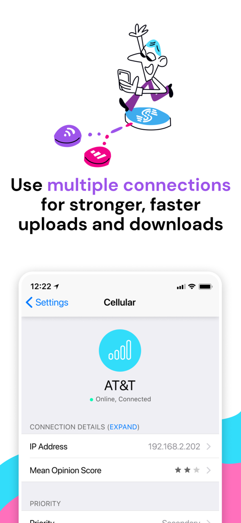 Speedify: Fast Bonding VPN - Speedify app interface showing multiple internet connections bonded for faster and more reliable speeds