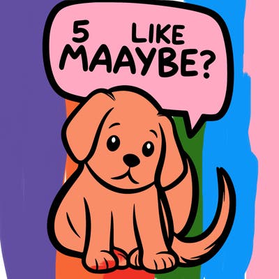 a puppy that says 5 like maybe