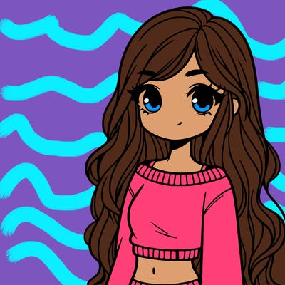 girl with long hair and a crop top with a sweater