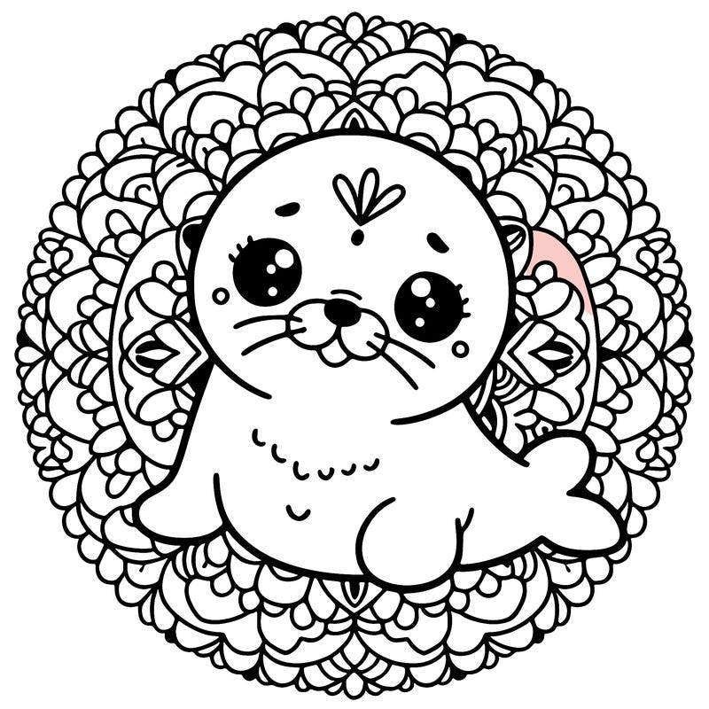 a cute baby seal mandala