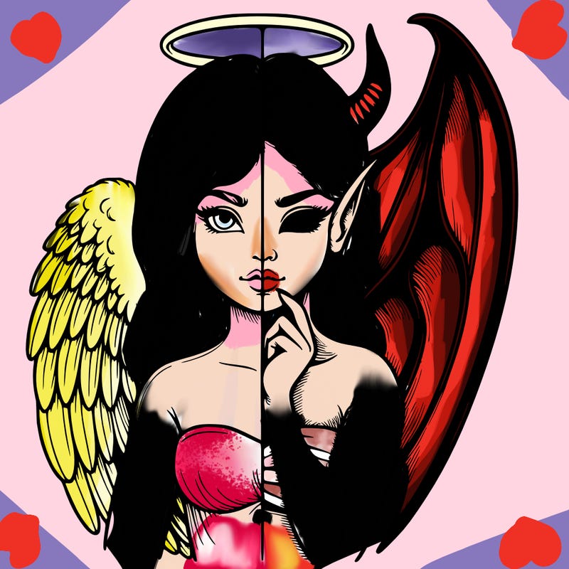 realistic angel half demon