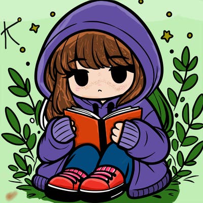 girl in oversized hoodie reading a book