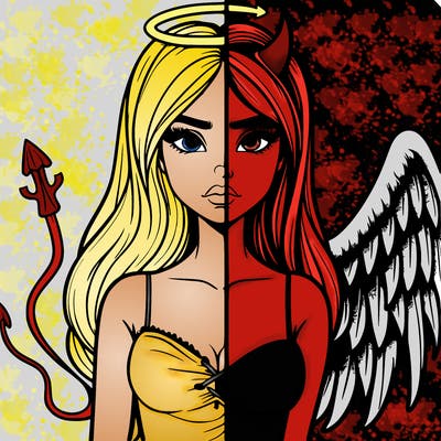 devil vs angel realistic girl