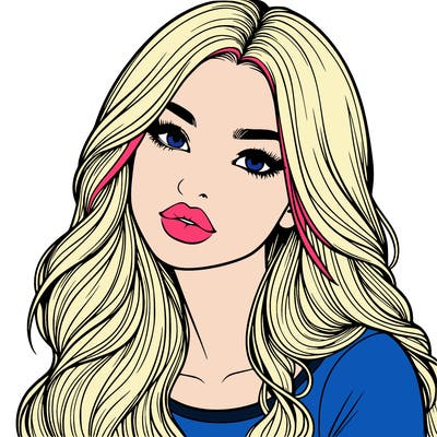 realistic girl with hair on her hair and lips