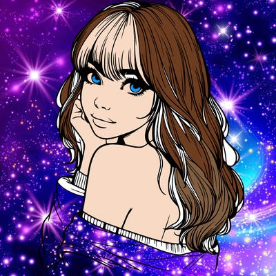 realistic girl with bangs looking over her shoulder