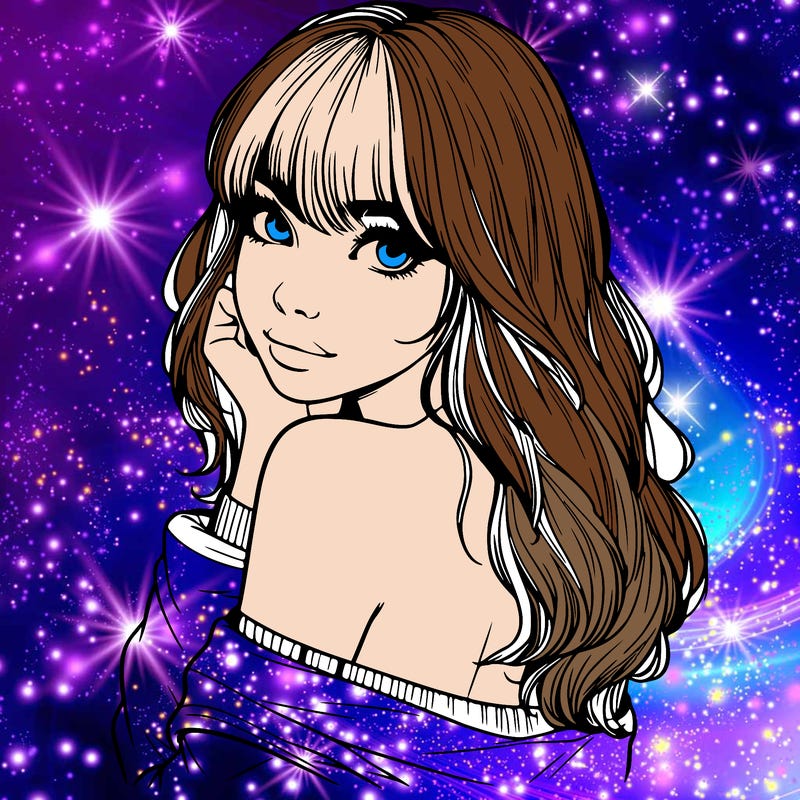 realistic girl with bangs looking over her shoulder