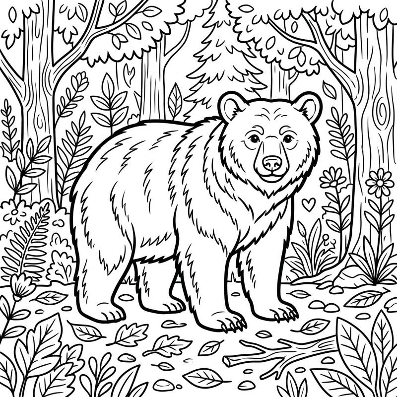 Bring the majesty of nature to life with this delightful American Black Bear coloring page. Designed specifically for kids, it offers a fun and educational activity featuring a friendly forest inhabitant.