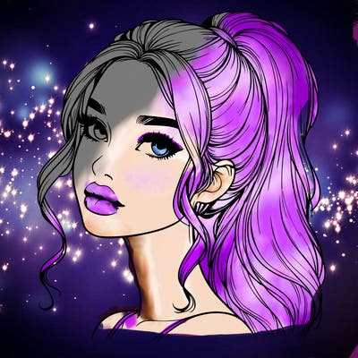 realistic girl with a ponytail on her hair and lips