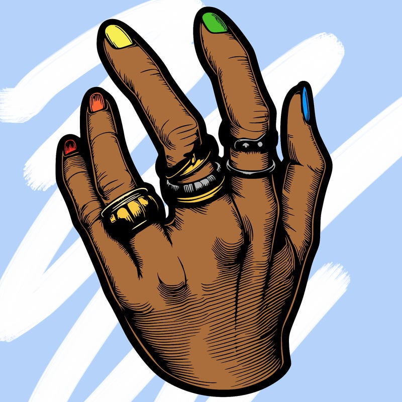 realistic hand with rings on it