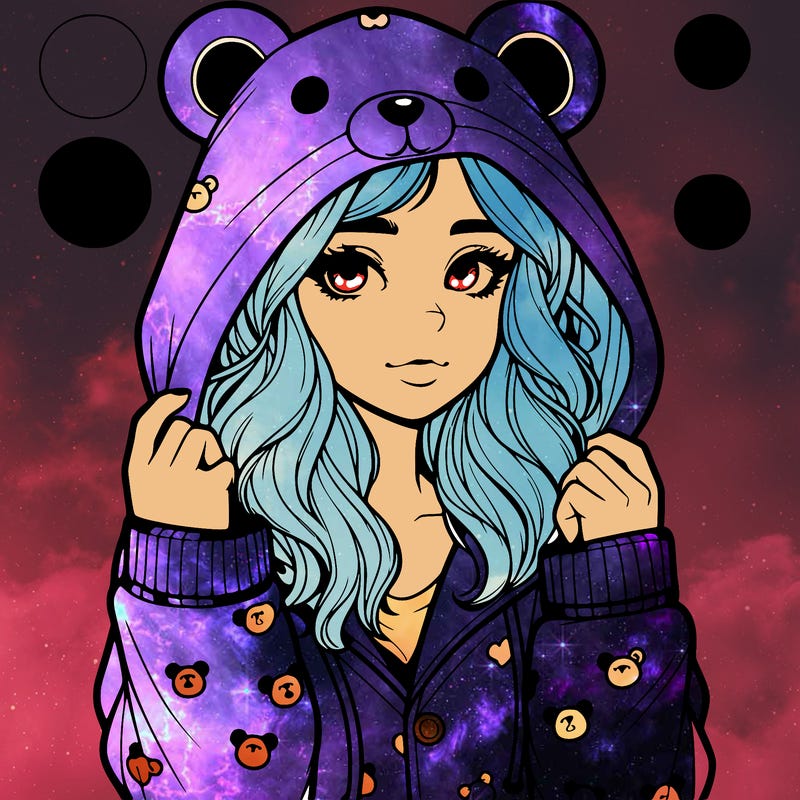 realistic girl in a animal pjs hoodie