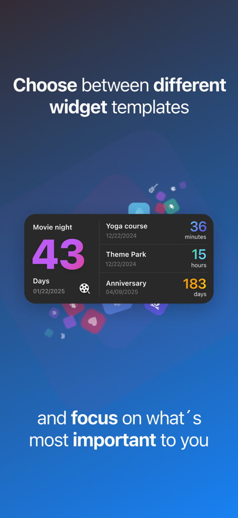 Countdown Timer & Widgets - A customizable iOS widget displaying multiple event countdowns including movie night and anniversary