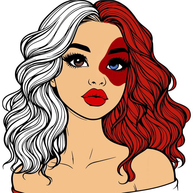 realistic girl with wavy hair and lips