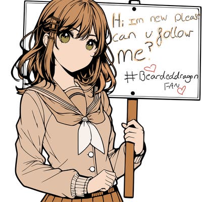 realistic manga girl holding a sign