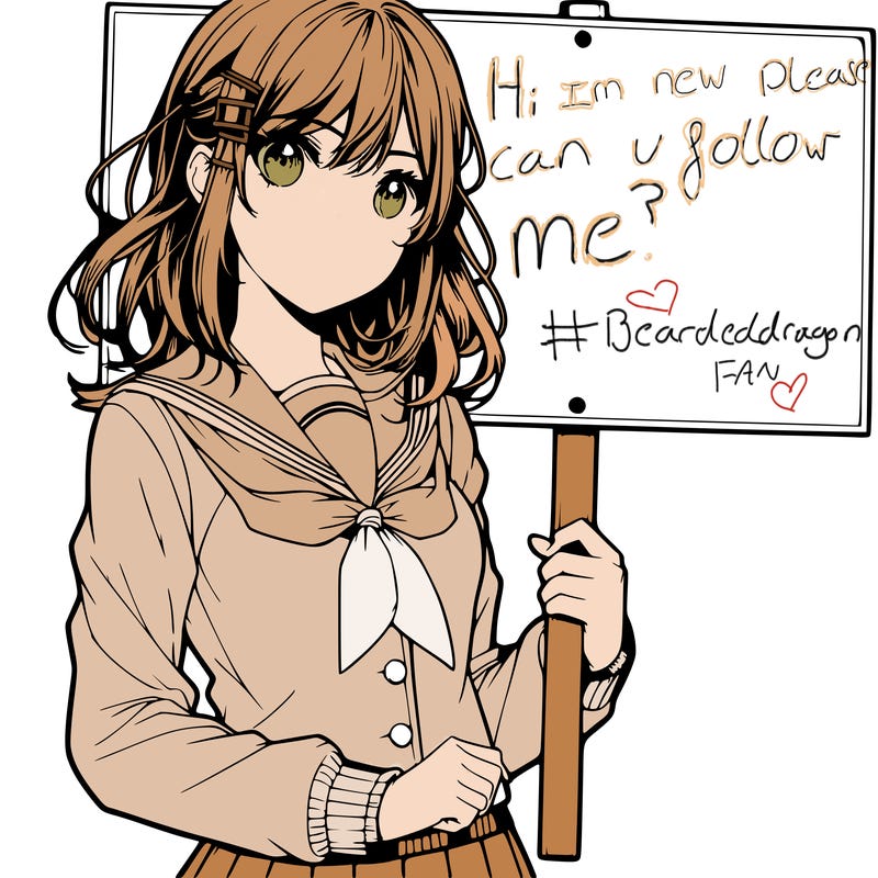 realistic manga girl holding a sign