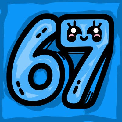 the numbers 67