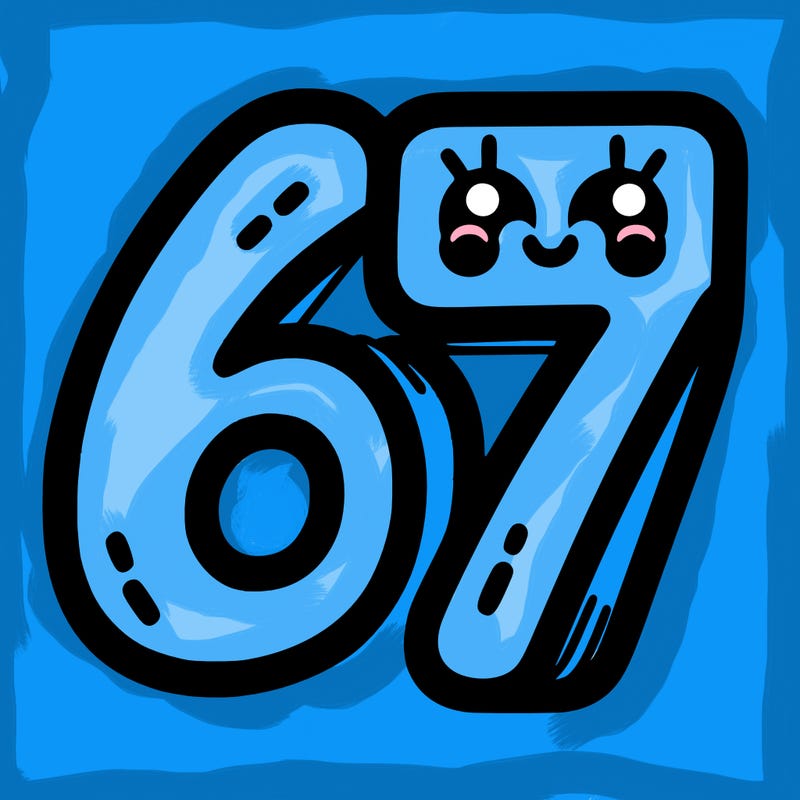 the numbers 67