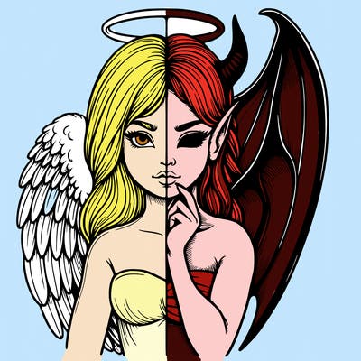 realistic angel half demon