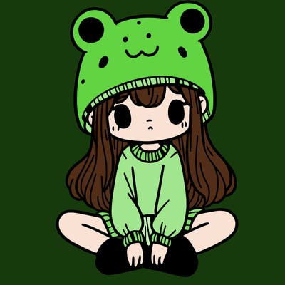 a girl wearing a frog hat and some frog socks