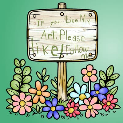 blank sign with flowers around it