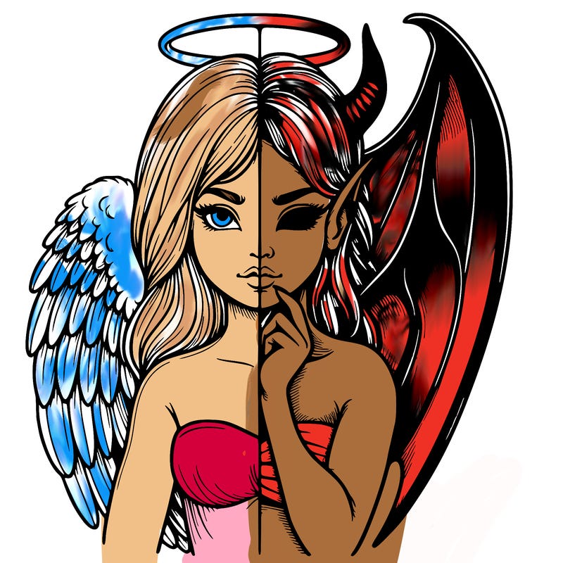 realistic angel half demon