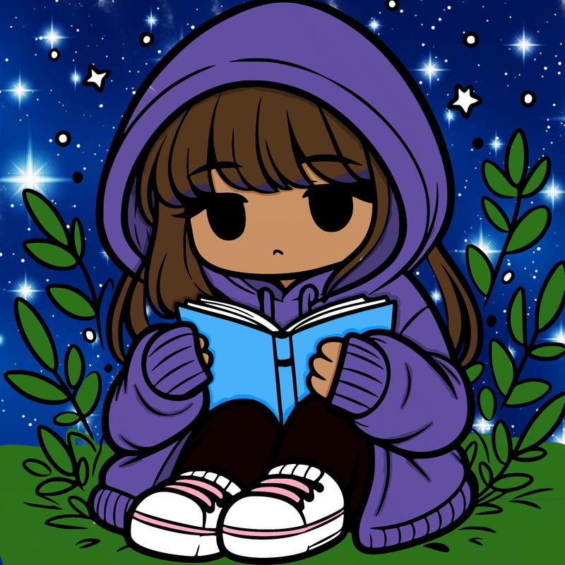 girl in oversized hoodie reading a book
