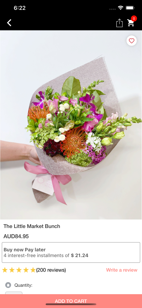 The Little Market Bunch - Um buquê vibrante de flores frescas do mercado exibido na página do produto do aplicativo móvel The Little Market Bunch