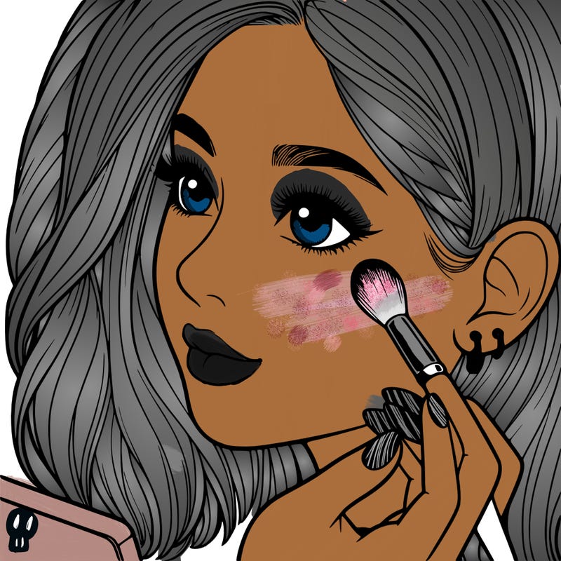 a realistic girl doing her makeup