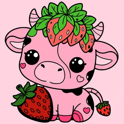 cute strawberry cow