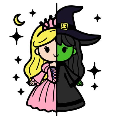 split princess and witch