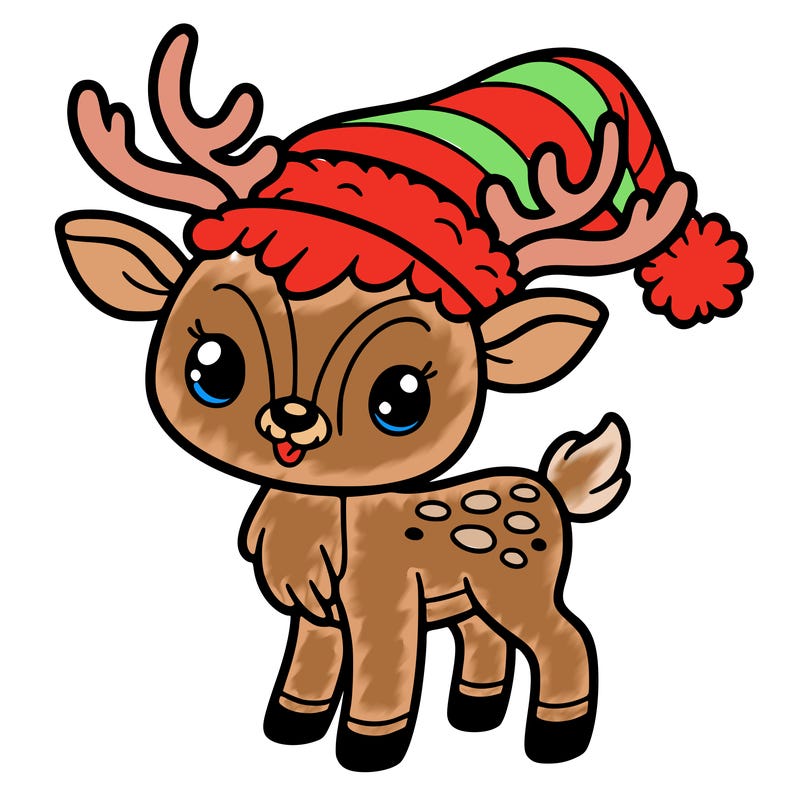 christmas reindeer with santa hat