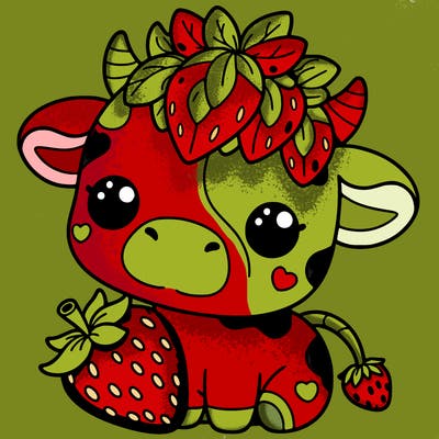 cute strawberry cow