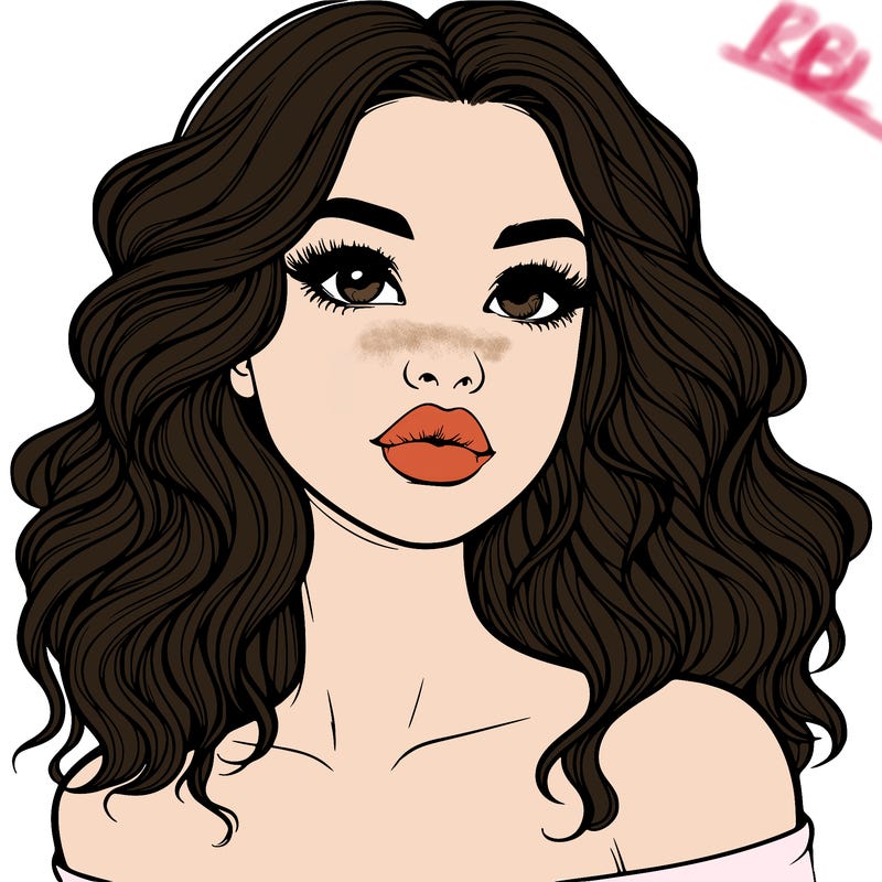 realistic girl with wavy hair and lips