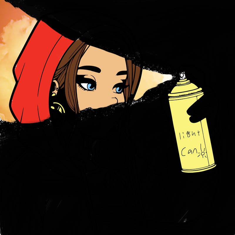 a realistic girl, spray painting