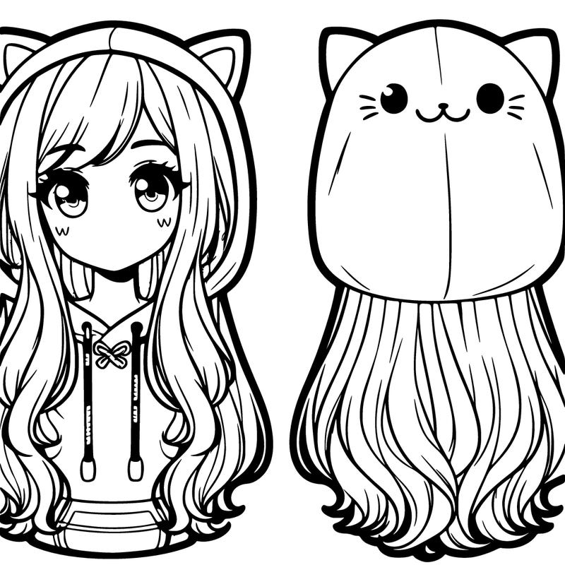 girl with long hair in cat hoodie
