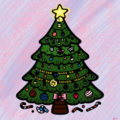 christmas tree with lots of details