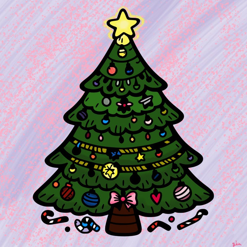 christmas tree with lots of details