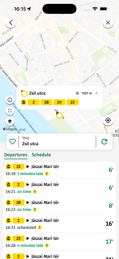 utas.hu - Real time transit departures and map interface in the utas.hu app