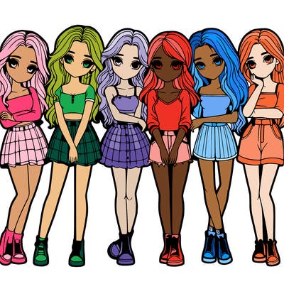 a group of girls realistic