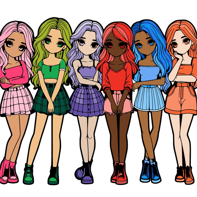 a group of girls realistic