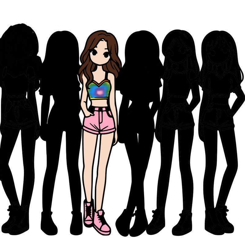 a group of girls wearing crop tops and shorts