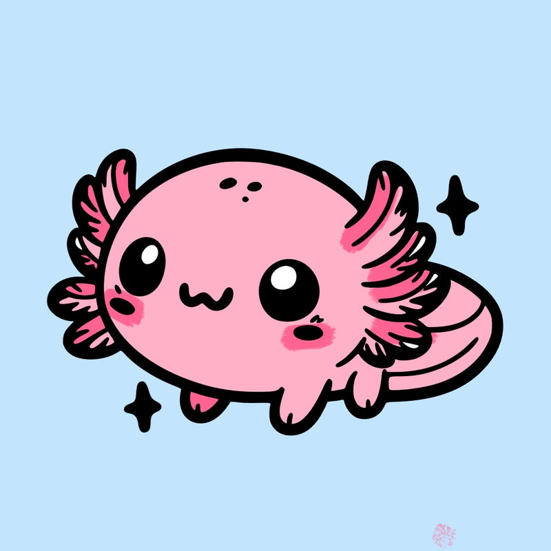 cute easy baby axolotl