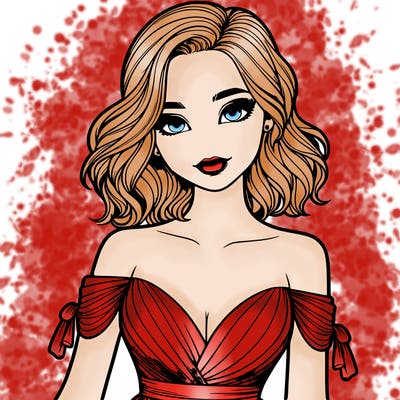 realistic girl in evening dress