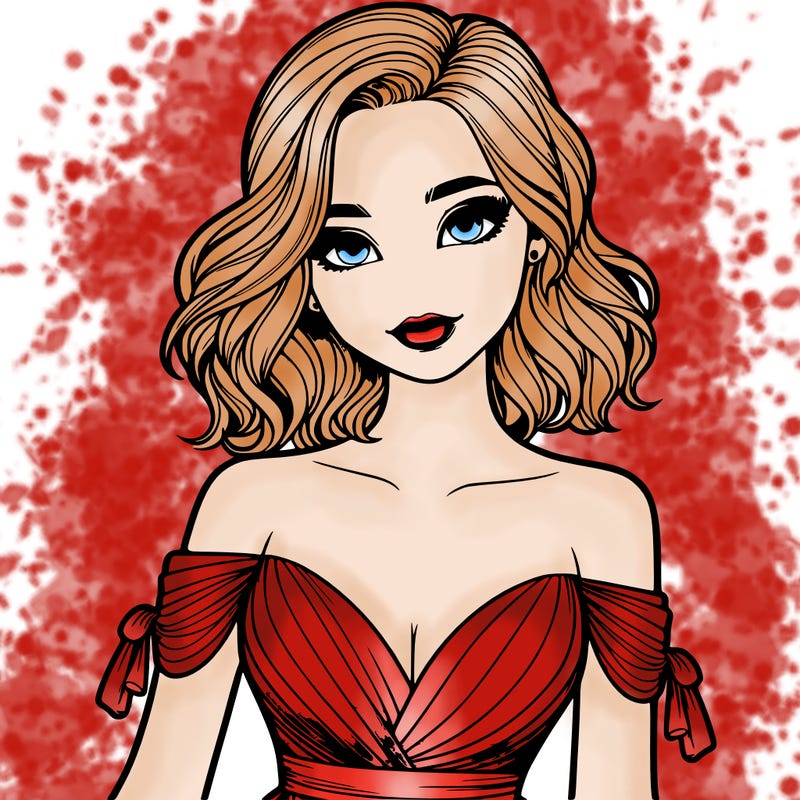 realistic girl in evening dress