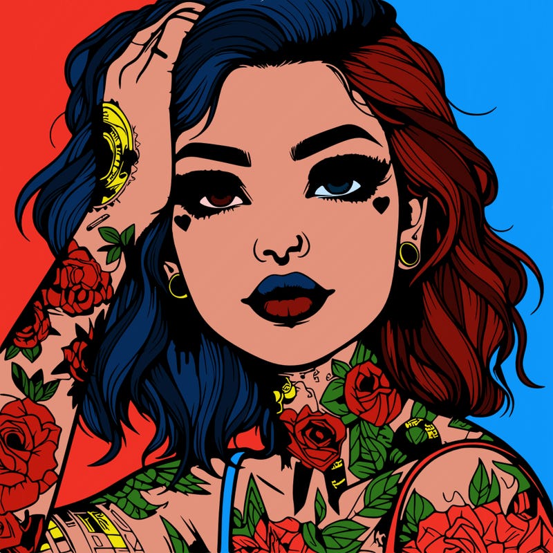 realistic girl with tattoos all over