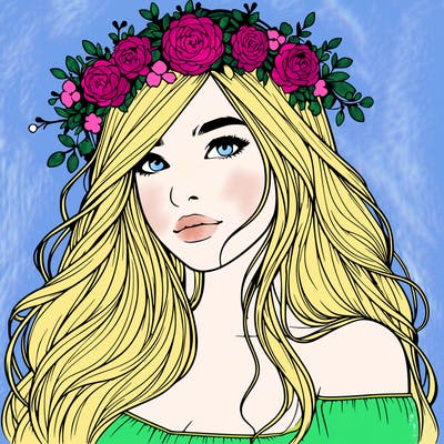 realistic girl with flower crown