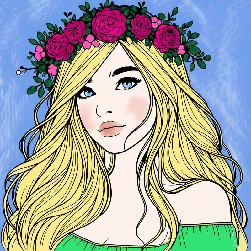 realistic girl with flower crown