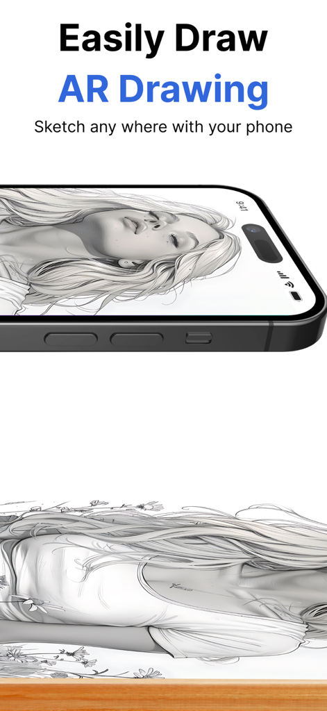 AR Drawing: Easy Sketch - Smartphone using augmented reality to project a portrait sketch onto paper for tracing