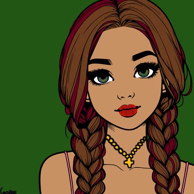 realistic girl with braids